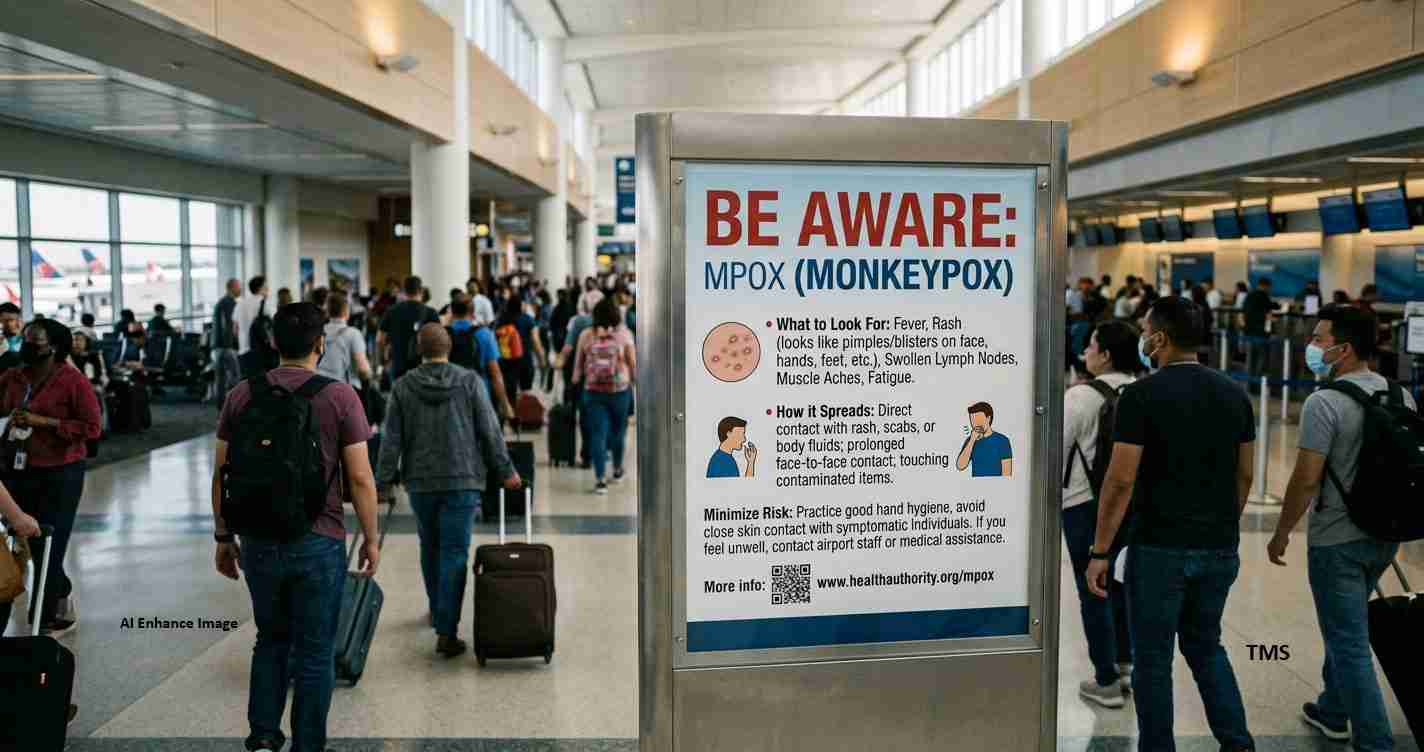 Be Aware of MPOX Sign At Busy Airport (Image Staff)